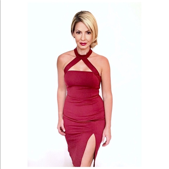 Wine Sleeveless Bodycon Dress - Picture 3 of 4